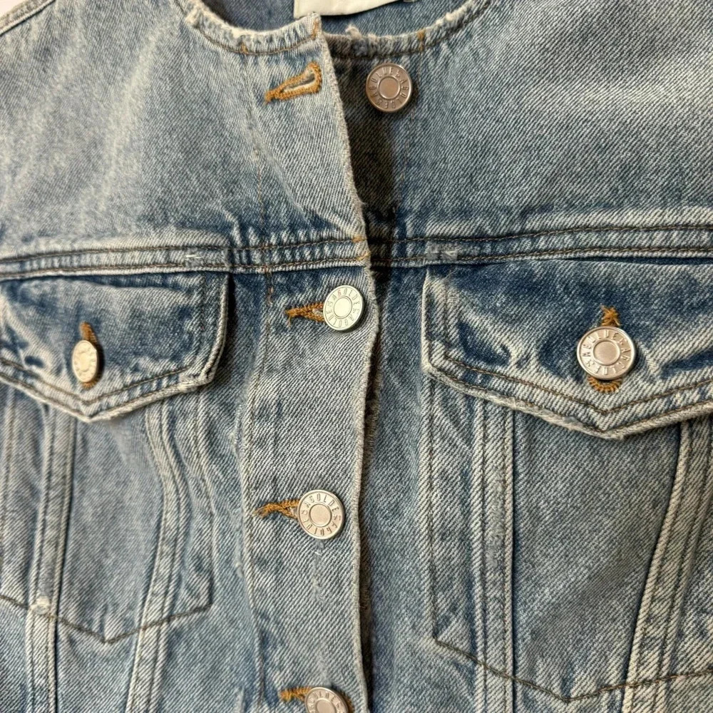 New Agolde Leo Cropped Denim Vest Blue XS - Picture 11 of 14
